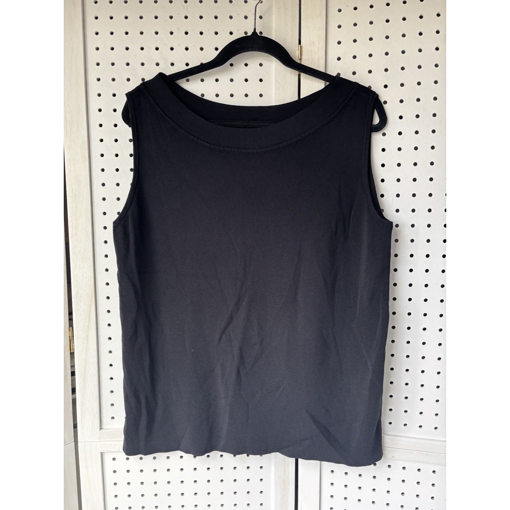Dressbarn Women's 14/16 Black Round Neck Sweater Tank Sleeveless Layering Blouse